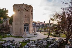 Vestiges de l'agora romaine et tour des vents à Athènes Grèce