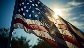 agitant drapeau symbolise américain fierté et liberté généré par ai photo
