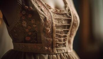 soie corset robe une traditionnel vêtement pour à la mode les mariées avoir habillé généré par ai photo