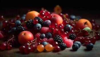 Frais biologique baie dessert une doux, en bonne santé été casse-croûte variation généré par ai photo