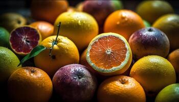 juteux agrumes des fruits dans vibrant couleurs, parfait pour en bonne santé en mangeant généré par ai photo