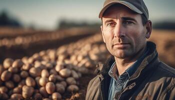 une sur de soi propriétaire de ranch permanent dans nature, travail avec industrie et aventure généré par ai photo