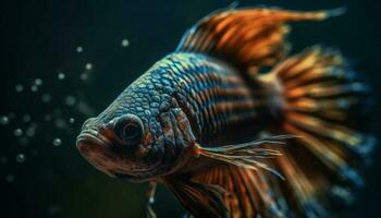 Siamois combat poisson exhibe multi coloré queue dans sous-marin élégance généré par ai photo