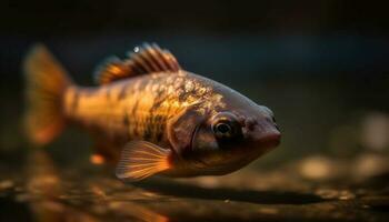 d'or koi carpe nage dans eau fraiche étang, beauté dans la nature généré par ai photo