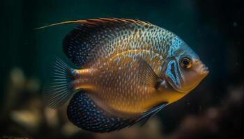 coloré pitre poisson nage dans tropical récif, sous-marin beauté généré par ai photo