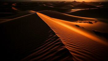 solitude dans majestueux région sauvage roulant le sable dunes de aride Afrique généré par ai photo