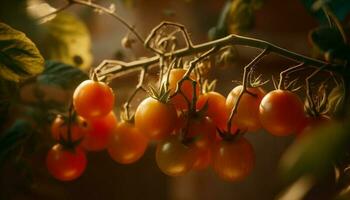 juteux tomate mûr pour en bonne santé alimentaire, grandi dans biologique agriculture généré par ai photo