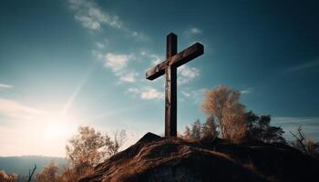 le pardon et salut a trouvé dans traverser en forme de symbole de christianisme généré par ai photo