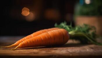 Frais biologique carotte, une en bonne santé ingrédient pour végétarien repas généré par ai photo