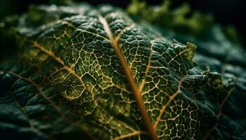 vibrant feuille veine fractale formes décorer biologique plante cellules généré par ai photo