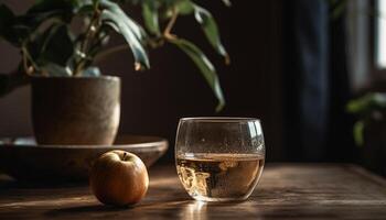 rustique whisky bar sert biologique fruit des cocktails dans élégant verrerie généré par ai photo