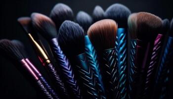 multi coloré le fard à paupières ensemble une beauté produit pour glamour faire en haut généré par ai photo