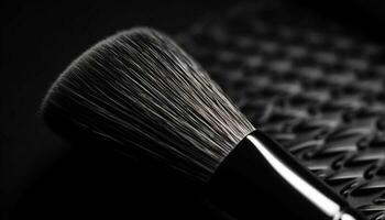 brillant noir le fard à paupières brosse, une beauté outil pour parfait maquillage généré par ai photo