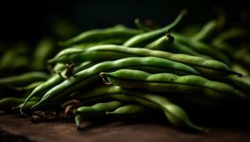 biologique vert haricots, une en bonne santé et Frais végétarien ingrédient généré par ai photo