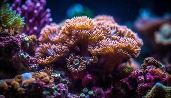 coloré pitre poisson nager parmi vibrant corail dans rouge mer généré par ai photo