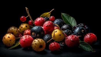 Frais fruit collection, une gourmet dessert pour en bonne santé en mangeant fête généré par ai photo