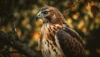 le majestueux oiseau de proie se percher sur une branche généré par ai photo