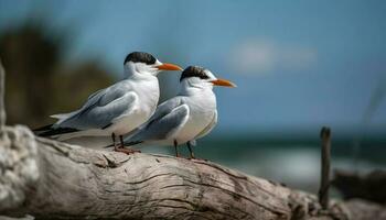 le mouette le bec se concentre sur le eau, une tranquille scène généré par ai photo