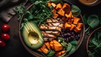 grillé légume salade une en bonne santé, gourmet l'automne apéritif pour suivre un régime généré par ai photo