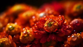 vibrant Jaune fleur tête avec rosée goutte, la nature cadeau généré par ai photo