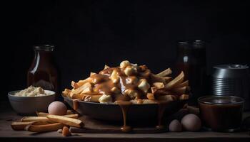 une fait maison sucré biscuit sur une rustique en bois table généré par ai photo