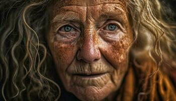 serein Sénior femme trouve joie dans la nature beauté et sagesse généré par ai photo