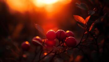 mûr baie fruit sur bifurquer, vibrant couleurs dans la nature beauté généré par ai photo