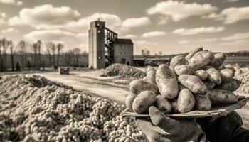 rural scène de agriculteur récolte biologique légume tas dans l'automne généré par ai photo