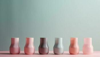 abstrait poterie collection dans rose et bleu généré par ai photo