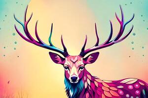 cerf vecteur illustration sur coloré Contexte. ai génératif ai photo