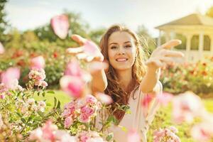 portrait avec des roses photo