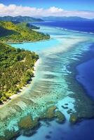 aérien vue sur luxuriant tropical île, établi avec génératif ai photo