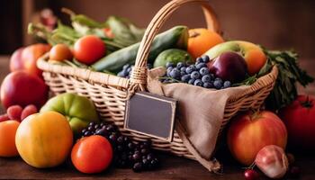 rustique osier panier détient Frais biologique les courses généré par ai photo