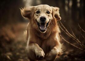 mignonne chiot en jouant dans prairie, humide nez généré par ai photo