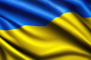 le drapeau de Ukraine se balance dans le vent. fond d'écran, arrière-plan, affiche, carte postale, bannière, emblème - génératif ai photo