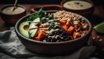 en bonne santé végétarien repas Frais salade avec des légumes généré par ai photo