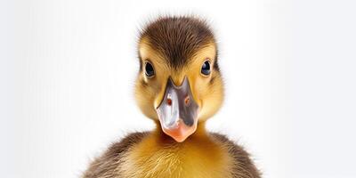 ai généré. ai génératif. photo réaliste illustration de bébé peu canard visage portrait. graphique art