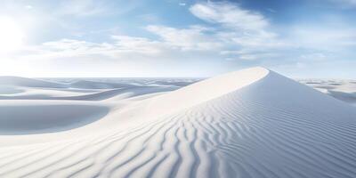 ai généré. ai génératif. magnifique blanc le sable dune avec bleu ciel. graphique art photo