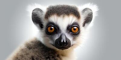 ai généré. ai génératif. photo illustration de bébé visage maki Madagascar africain animal. graphique art
