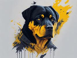 une détaillé illustration cool ninja rottweil et chien visage t chemises conception et autocollants ai généré photo