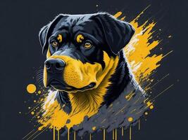 une détaillé illustration cool ninja rottweil et chien visage t chemises conception et autocollants ai généré photo