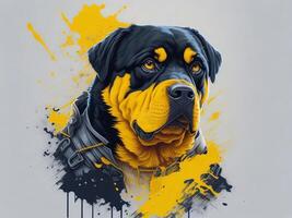 une détaillé illustration cool ninja rottweil et chien visage t chemises conception et autocollants ai généré photo