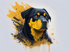 une détaillé illustration cool ninja rottweil et chien visage t chemises conception et autocollants ai généré photo