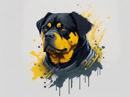 une détaillé illustration cool ninja rottweil et chien visage t chemises conception et autocollants ai généré photo