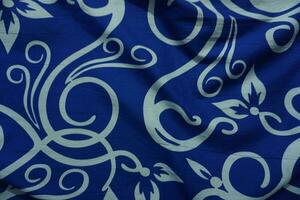 brillant bleu Contexte avec batik ornements tel comme fleurs photo