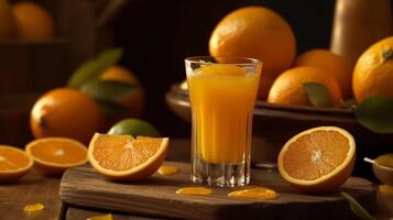 agrumes plaisir, expérience le acidulé saveur de fait maison Orange jus, pressé à la main avec se soucier ai généré photo