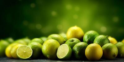 citron vert tranche fruit modèle copie espace arrière-plan, génératif ai photo
