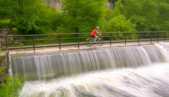 un la personne fonctionnement en plein air dans nature, profiter en bonne santé mode de vie généré par ai photo