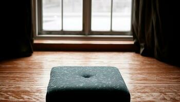moderne élégance dans un vide vivant pièce avec noir chaises généré par ai photo