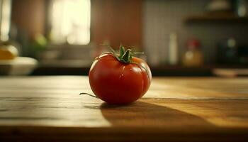 mûr tomate sur en bois Coupe conseil, une en bonne santé gourmet salade généré par ai photo